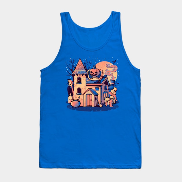 Spooky House - Cute Pumpkin Ghost Halloween Gift Tank Top by eduely